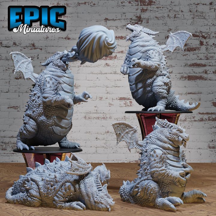 3D Printable Fat Dragon Set / Bulky Drake / Mountain Monster